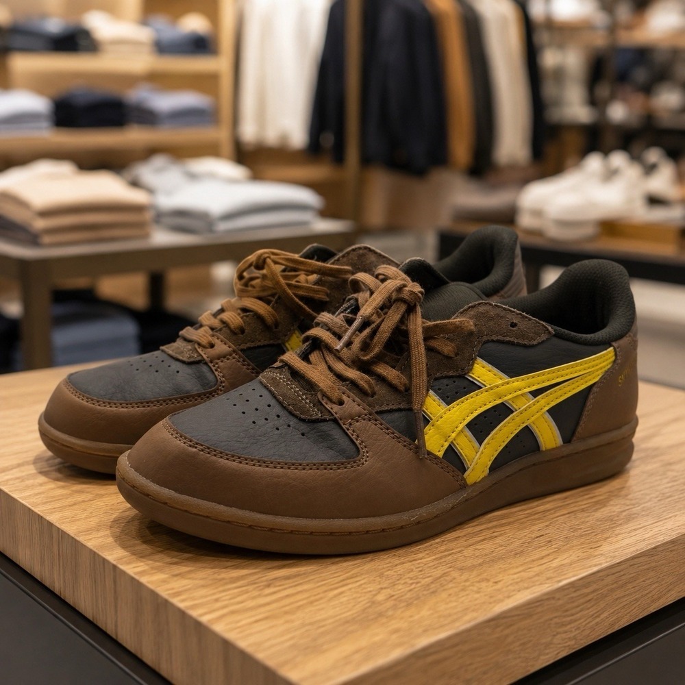 NWOT Asics Skyhand OG Black Coffee Tai Chi Yellow + Neptune Violet Comfort 7.5